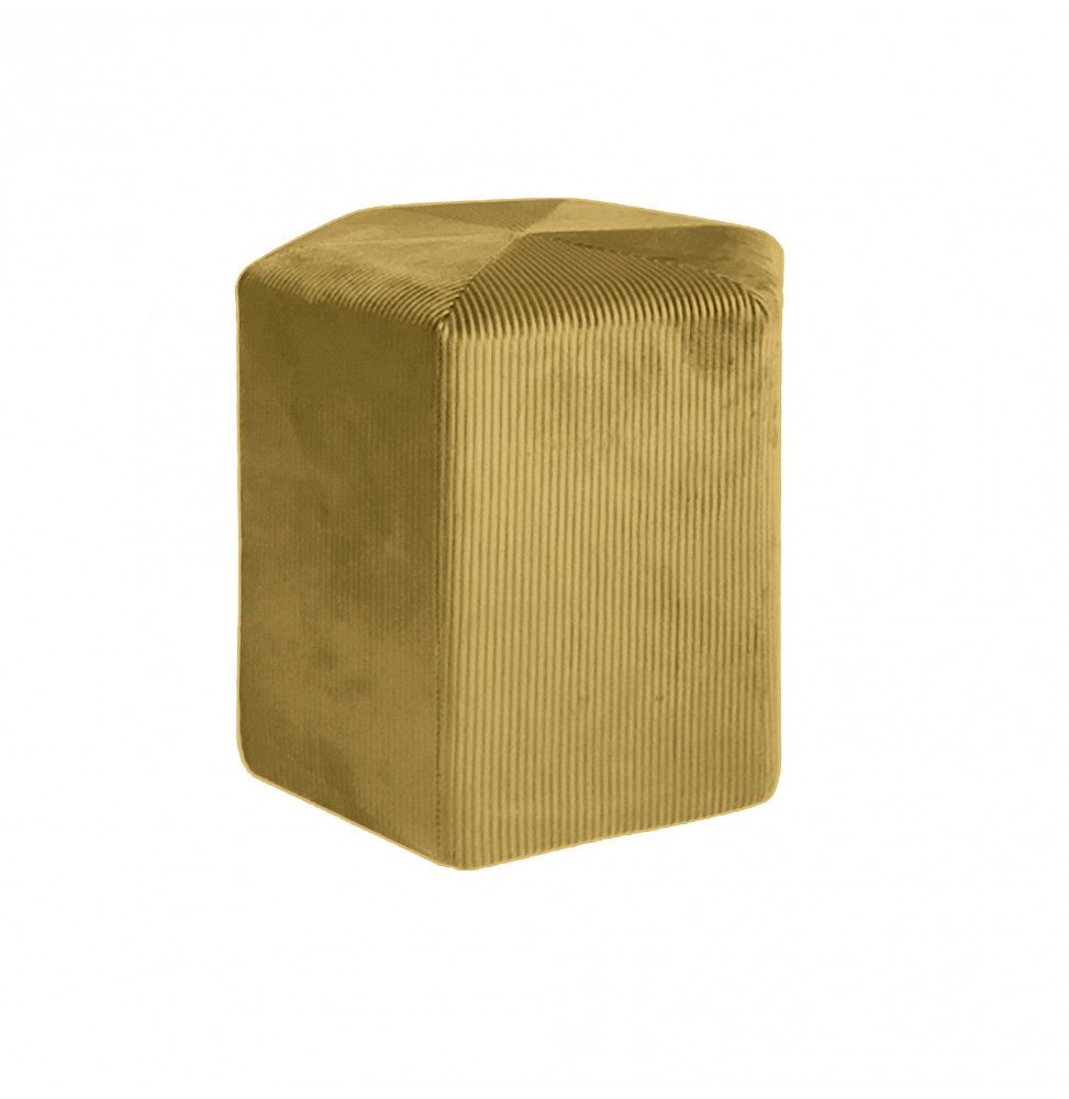 Pouf en velours côtelé - Giulia - D 35 cm - Jaune