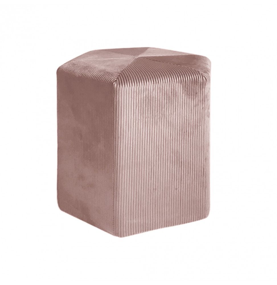 Pouf en velours côtelé - Giulia - D 35 cm - Rose