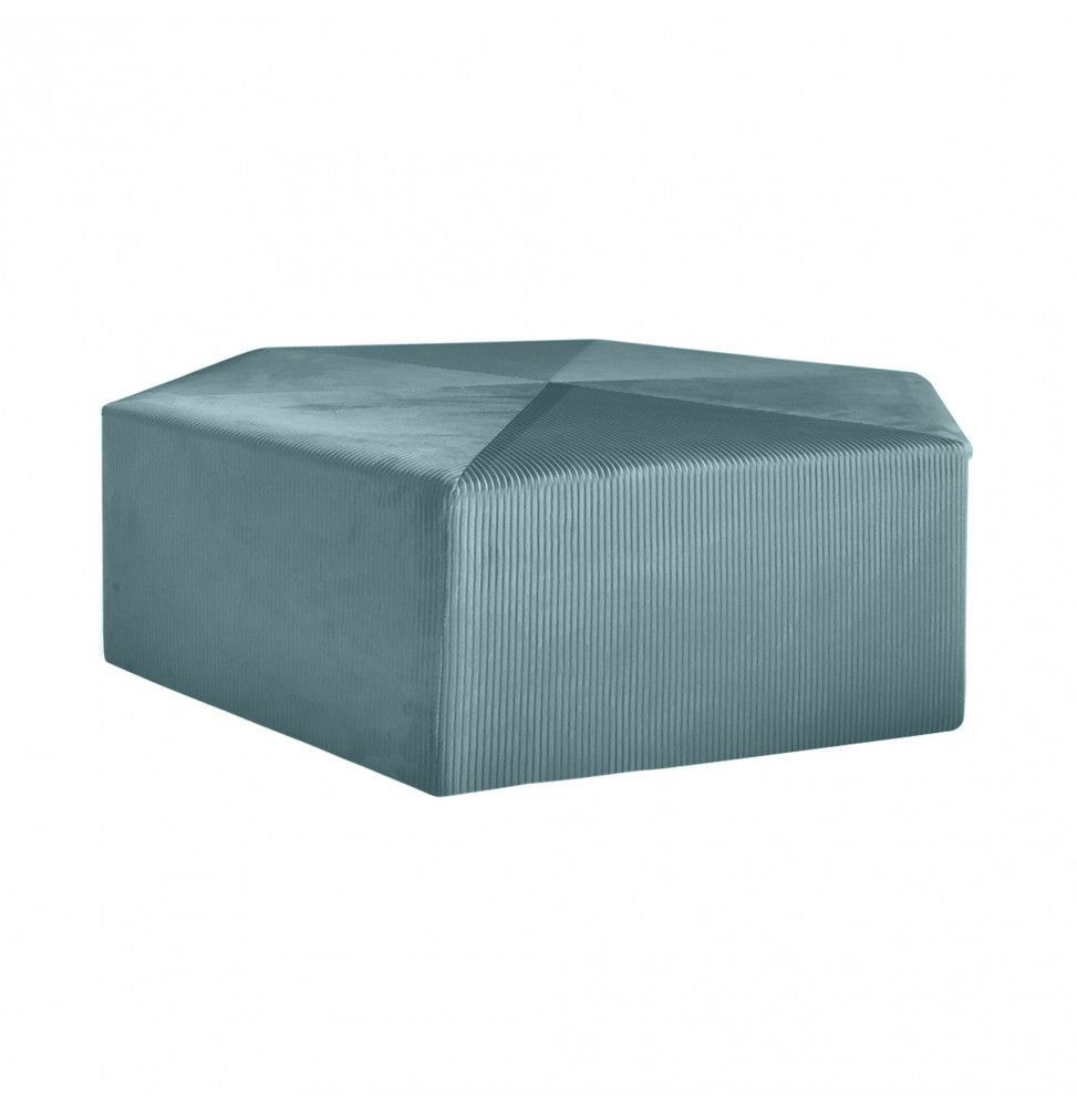 Pouf en velours côtelé - Giulia - D 75 cm - Bleu