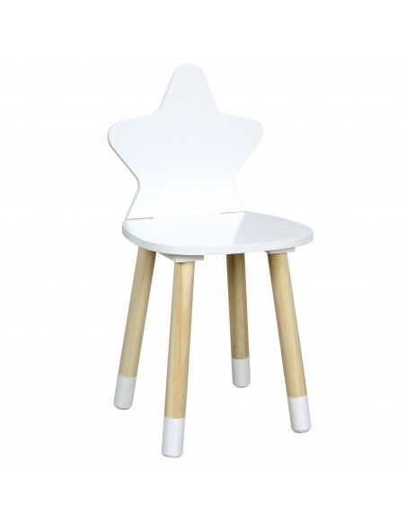 Chaise étoile - Enfant - 28 x 28 cm x H 54 cm - Blanc