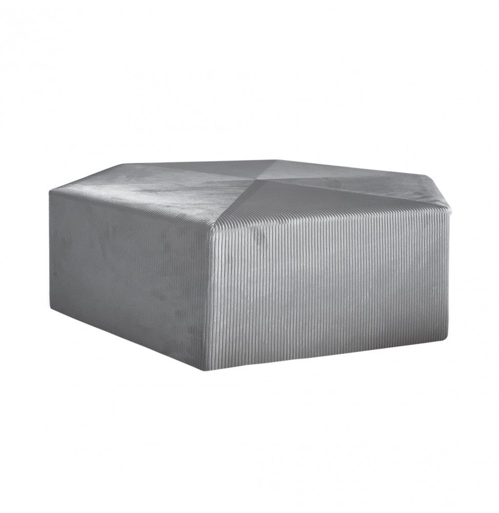 Pouf en velours côtelé - Giulia - D 75 cm - Gris