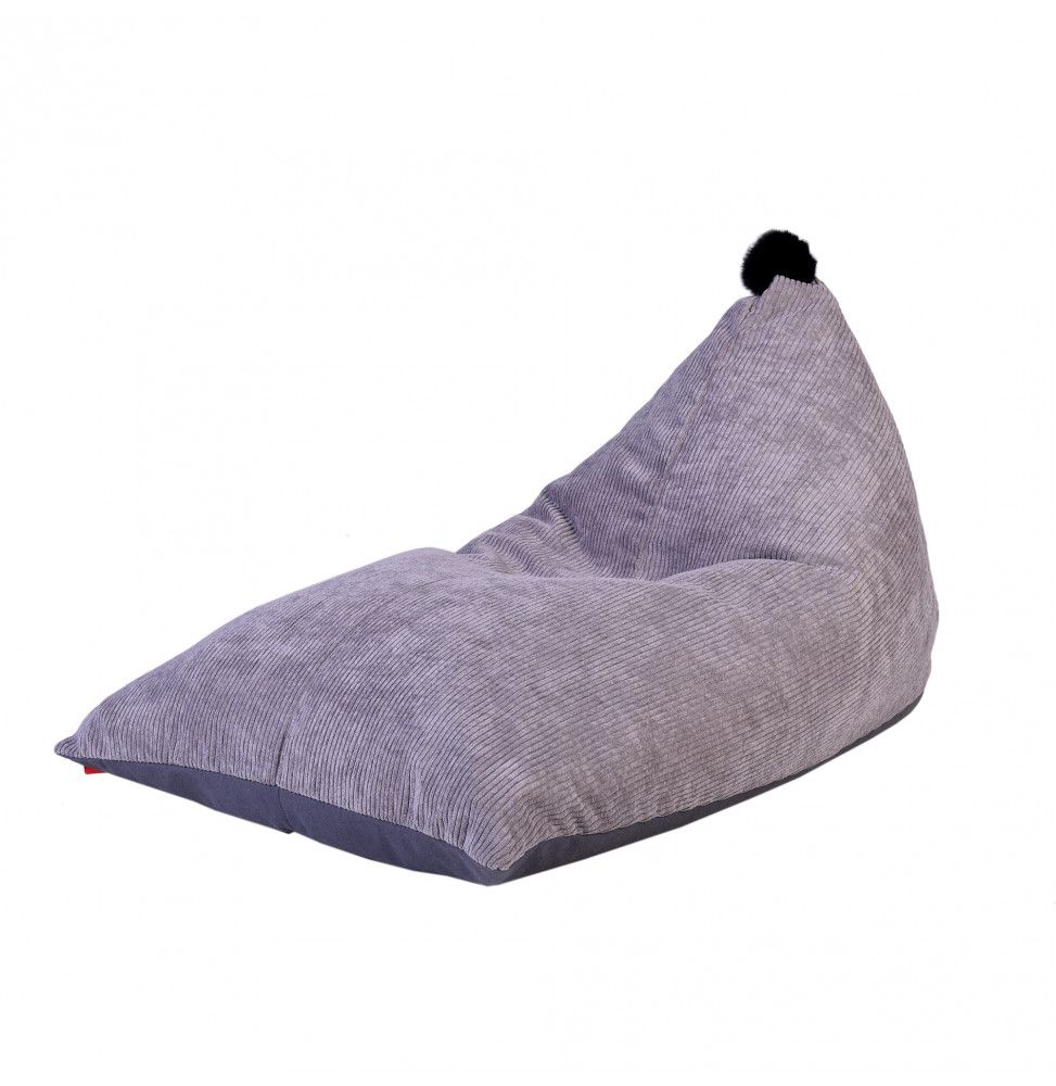 Pouf en velours côtelé - Malo - L 70 x l 100 cm x l 100 cm - Gris