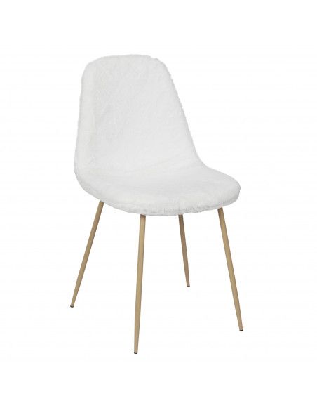 Chaise - imitation fourrure - L 54.7 cm x l 44,1 cm x H 85,2 cm - Aurea - Blanc