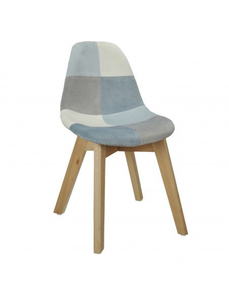 Chaise patchwork - Enfant - L 31 cm x l 36,5 cm  x H 56 cm - Gris