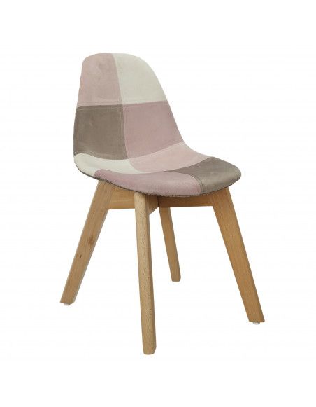 Chaise patchwork - Enfant - L 31 cm x l 36.5cm x H 56 cm - Rose