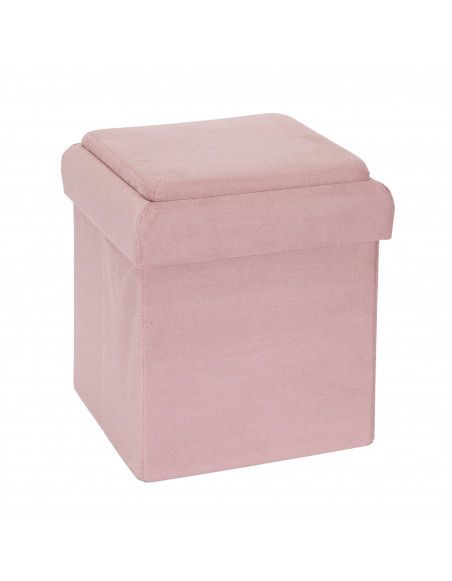 Pouf coffre - Pliable - Brique - 27 x 27 x 29 cm - Rose