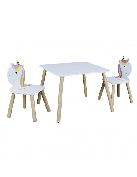 Table avec 2 chaises forme Licorne