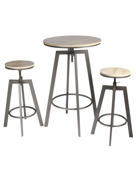 Table mange debout avec 2 tabourets réglables  - D 64 cm