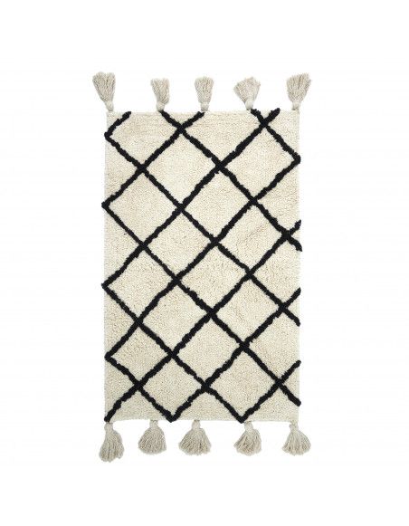 Tapis berbère à pompons - 50 x 80 cm - Beige