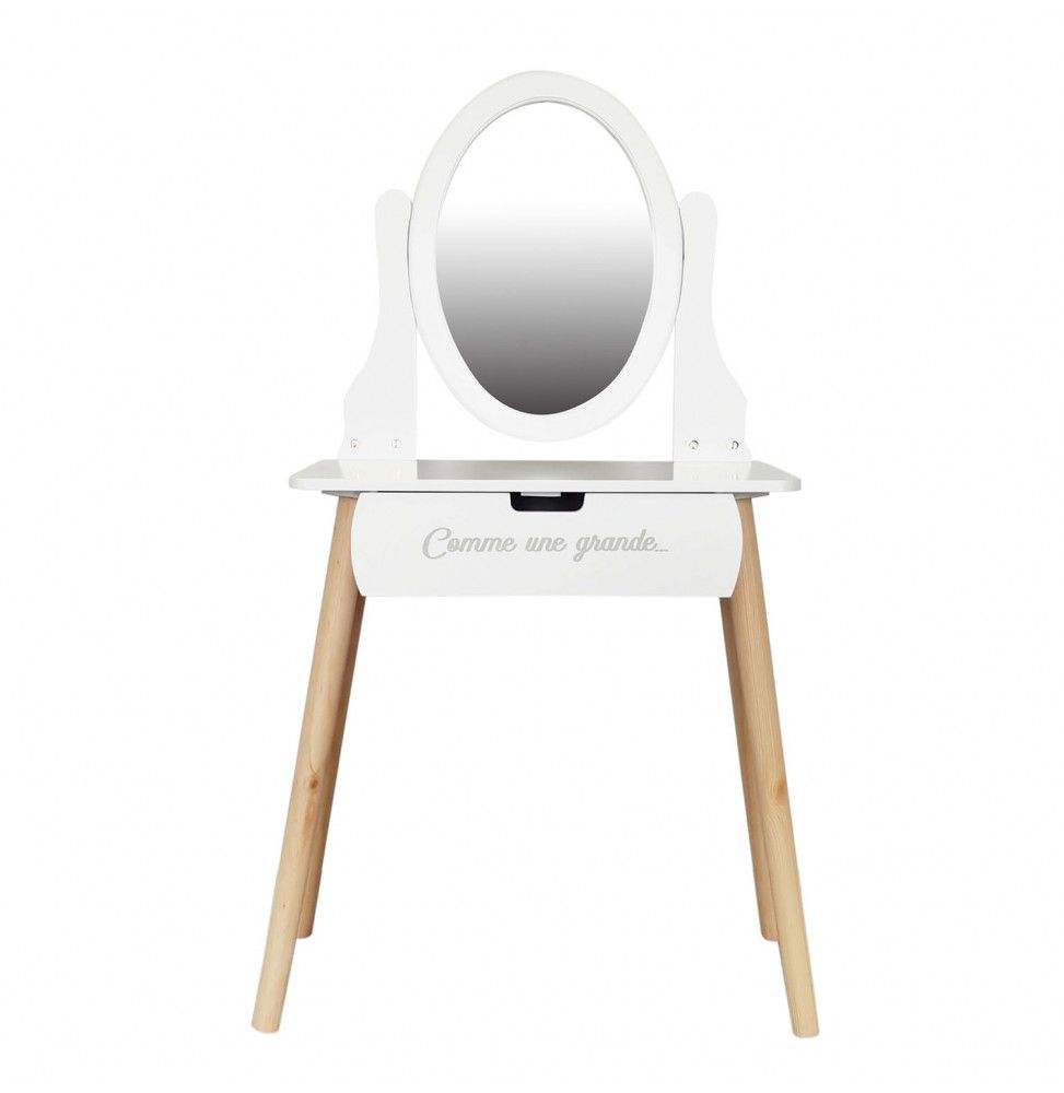 Coiffeuse en bois - L 30 x H 108,5 cm - Louise - Blanc