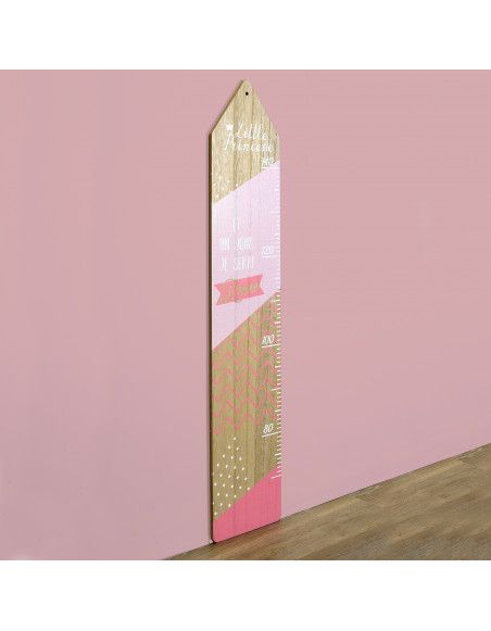 Toise Murale Enfant En Bois Rose – 70 à 155 Cm – Décoration Chambre Bébé Avec Animaux Mignons & Espace Photo
