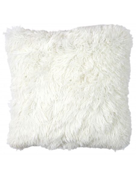 Coussin - Poils longs - 40 x 40 cm - Blanc