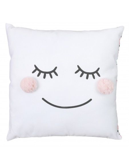 Coussin - pompons - 40 x 40 cm - Rose