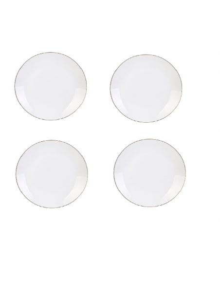 Lot de 4 assiettes liséré Doré - D 21 cm - Blanc