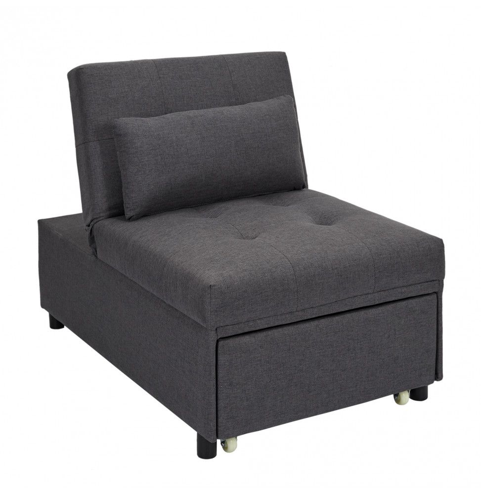 Fauteuil convertible - Malmo - L 183,5 cm x l 98 cm x H 97 cm - Gris
