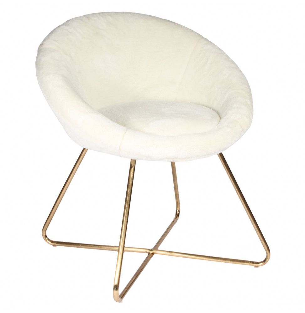 Fauteuil - Imitation fourrure - L 58,5 cm x l 65 cm x H 74 cm - Aurea  - Blanc