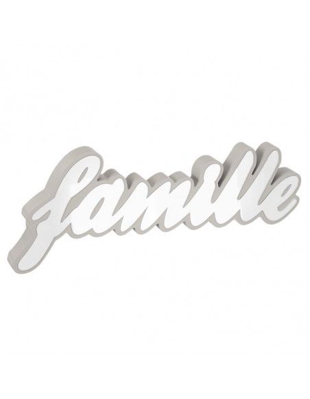 Mot décoratif Famille - L 38,85 cm x l 2,5 cm x H 15,2 cm - Blanc et Gris