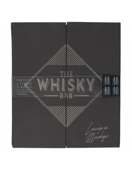 Coffret de 4 verres à whisky - L 21,7 cm x l 9 cm x H 25 cm