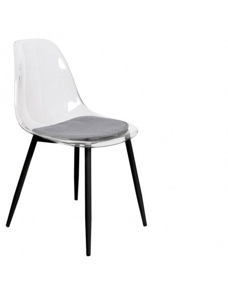 Chaise transparente avec pieds en métal .  L 52,2 x l 47 cm .  Noir