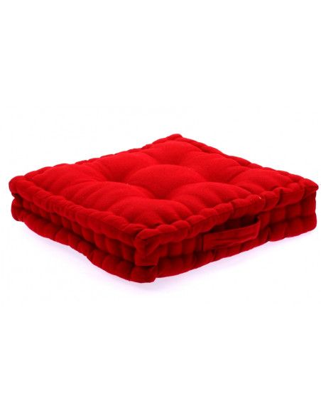 Coussin de sol matelassé - 40 x 40 cm - Rouge - Galette de sol