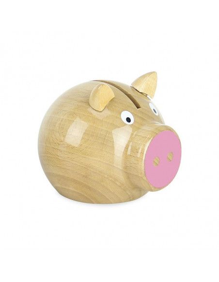 Tirelire cochon bois naturel-rose - Vilac - Jeux et jouets