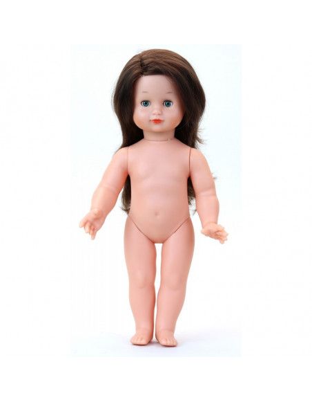 Émilie 39 cm nue - Cheveux longs bruns raie - Yeux bleus - Vilac - Jeux et jouets