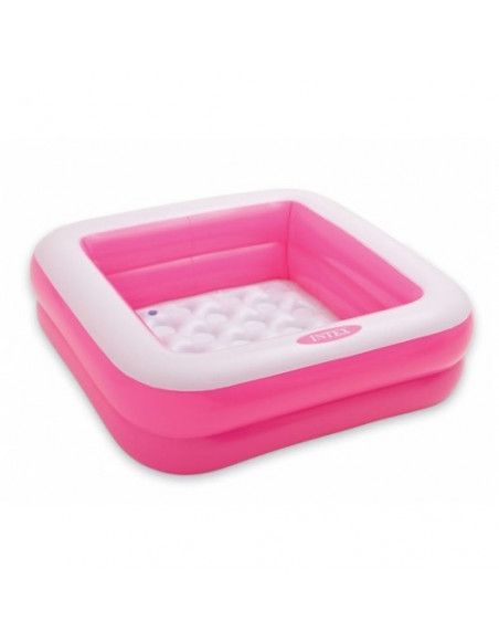 Pataugeoire carrée rembourée - Rose et blanc - Petite piscine gonflable