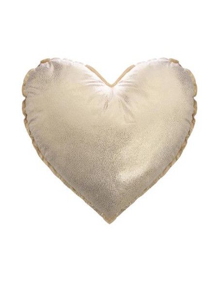 Coussin coeur effet satiné - 37 x 37 cm - Doré