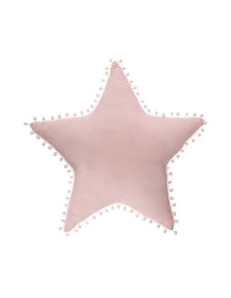 Coussin à pompons forme étoile - 50 x 50 cm - Rose