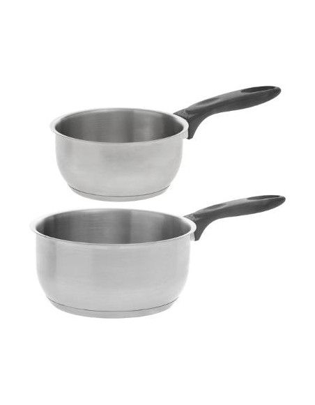 Lot de 2 casseroles en inox -Tailles différentes - Gris