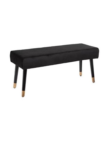 Banquette en velours - L 100 cm x l 35 cm x H 45 cm - Noir