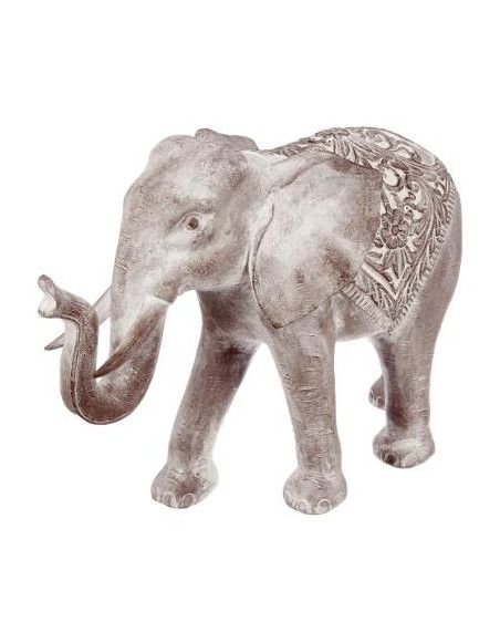 Eléphant blanchi en résine - L 74 cm x l46 cm x H 22,5 cm - Gris