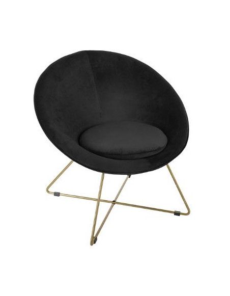 Fauteuil en velours - L 76 cm x l 62,5 cm x H 73,5 cm - Gold Evan - Noir