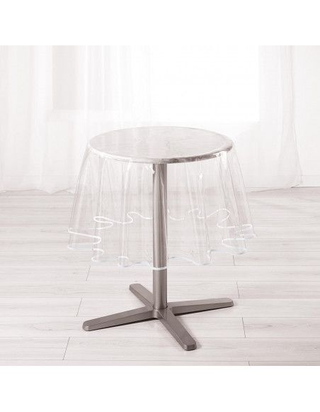 Nappe cristal ronde en PVC Biais - D 180 cm - Blanc