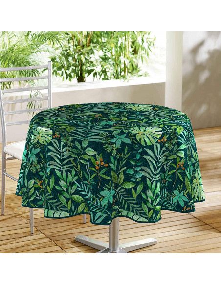 Nappe ronde en PVC - D 160 cm - Sous-bois Vert