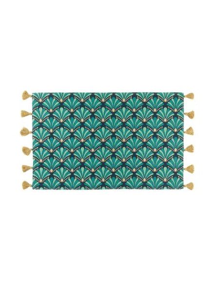 Tapis rectangulaire à pompons - L 80 x H 50 cm - Doré