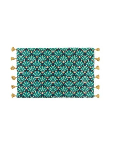 Tapis rectangulaire à pompons - L 80 x H 50 cm - Doré