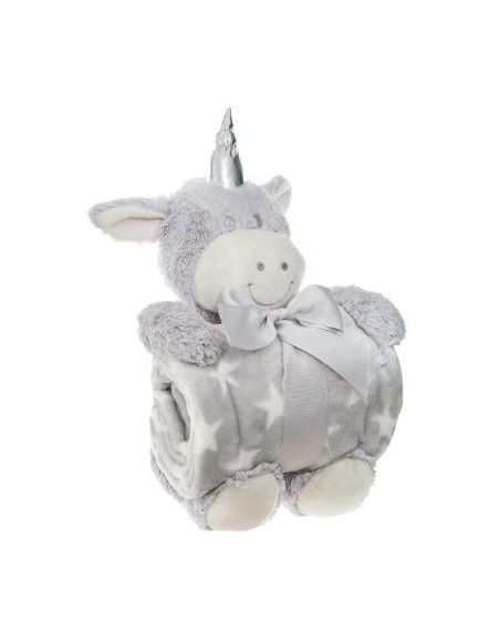 Peluche Licorne et son 1 plaid imprimé étoile