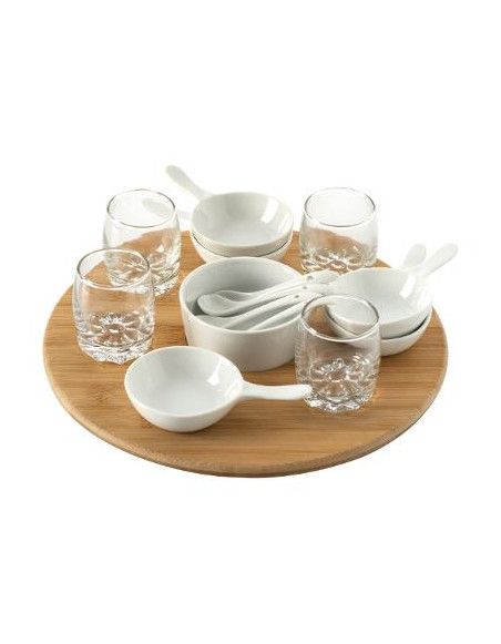 Set appétitif - 14 pièces - Porcelaine et Bambou