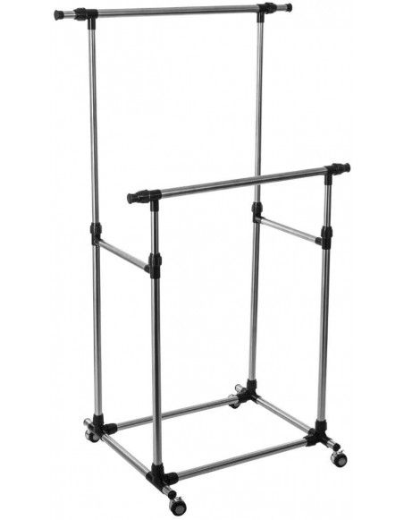 Portant à vêtements - 2 Barres extensibles - Venus - L 87 cm x P 66 x H 97 cm - Noir