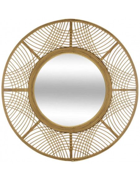 Miroir rond Ina en bambou  - D 70 cm - Beige