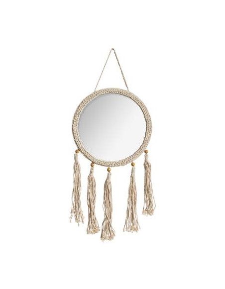 Miroir rond Été en corde  - L 31 x H 52 cm - Beige