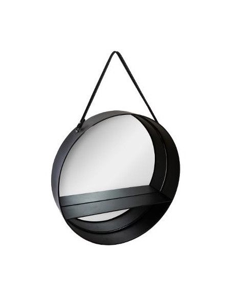 Miroir étagère rond Belt - D 55 x l 10 cm - Noir