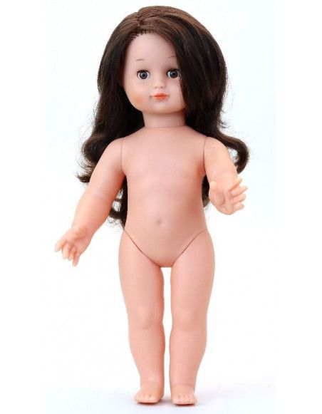 Émilie 39 cm nue - Cheveux longs bruns raie - Yeux bruns - Vilac - Jeux et jouets