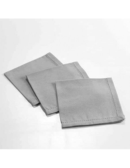 Lot de 3 serviettes de table coton - Charline - 40 x 40 cm - Gris