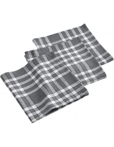 Lot de 3 serviettes de table coton tissé Traditio - 45 x 45 cm - Gris