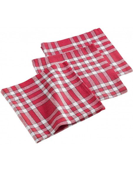 Lot de 3 serviettes de table coton tissé Traditio - 45 x 45 cm - Rouge