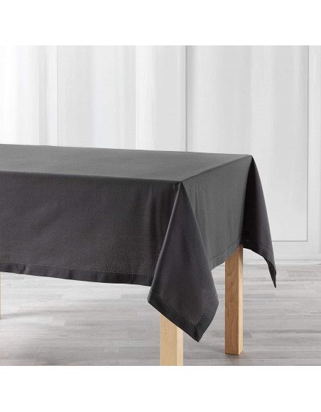 Nappe coton unie Charline - 150 x 200 cm - Gris anthracite