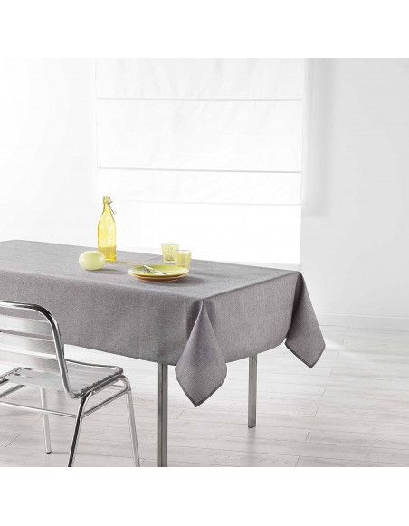 Nappe chambray unie Newton - 140 x 250 cm - Gris