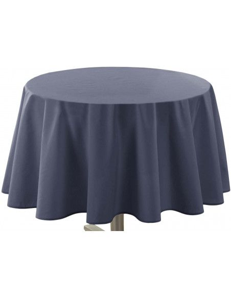 Nappe ronde unie polyester - Bleu - D 180 cm - Essentiel